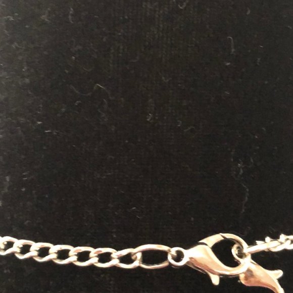 DONATED Layered long necklace, silver tone w/gems - Picture 3 of 4